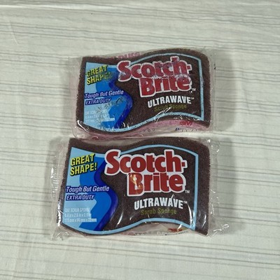2 RARE Vintage Scotch-Brite Ultrawave PINK Non-Scratch Scrub Sponge 1998 A1