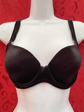 VTG Victoria s Secret 36A Gothic Black Velvet Bra Velour Witchy Satin Rose Y2K