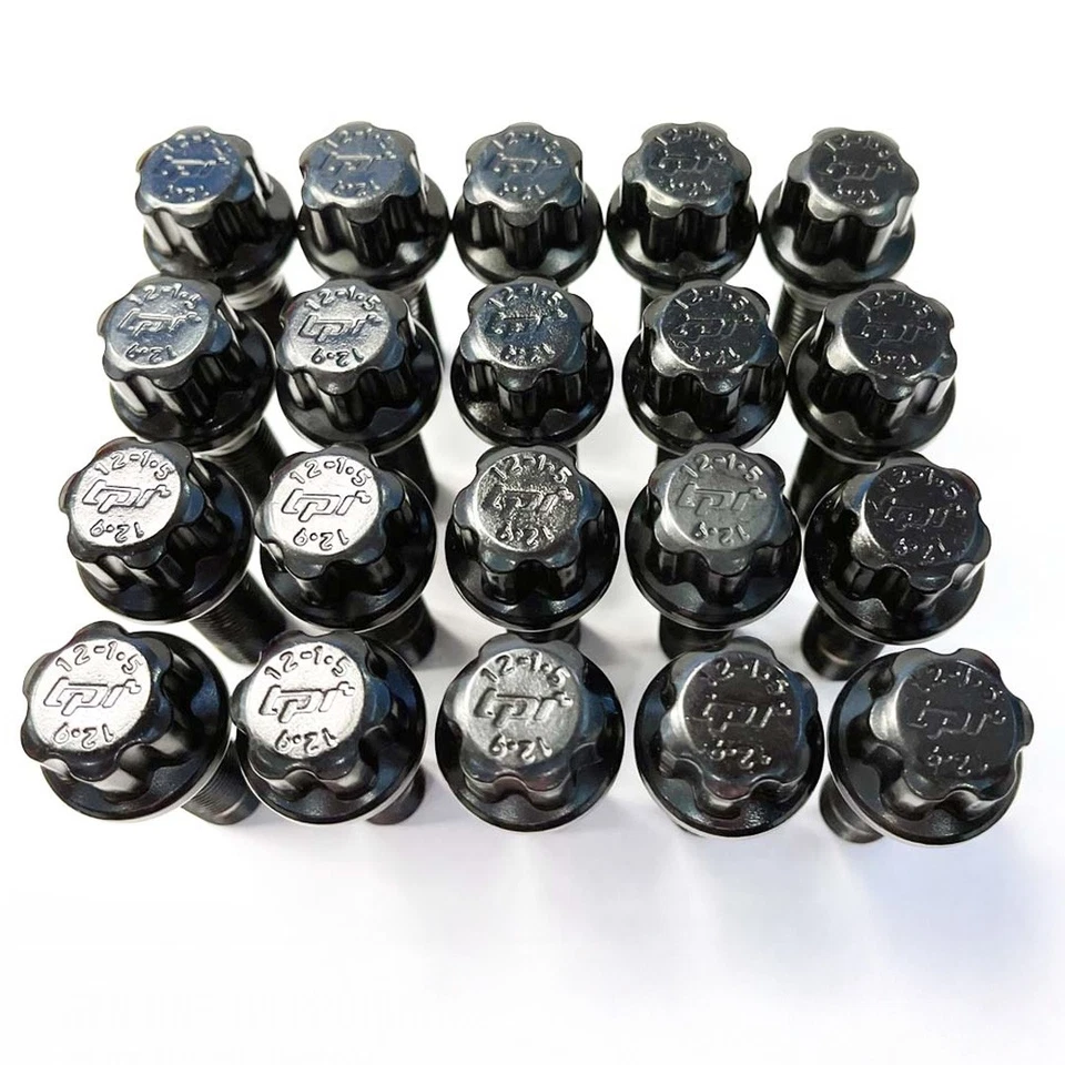 Parafusos de roda de liga leve TPi preto (20) 12x1,5 porcas para Nissan Qashqai J11 2014-2021  - Imagem 4 de 4