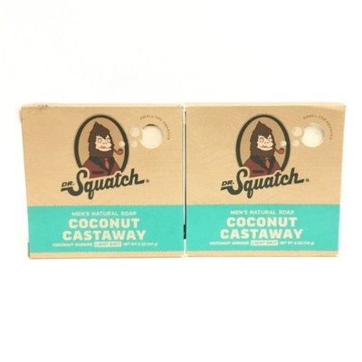 (2 PACK) Dr.Squatch Men's Soap- Coconut Castaway, 5 oz