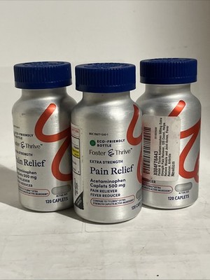 3x Foster & Thrive Extra Strength Pain Relief Acetaminophen Caplets 120 Ct 9/26