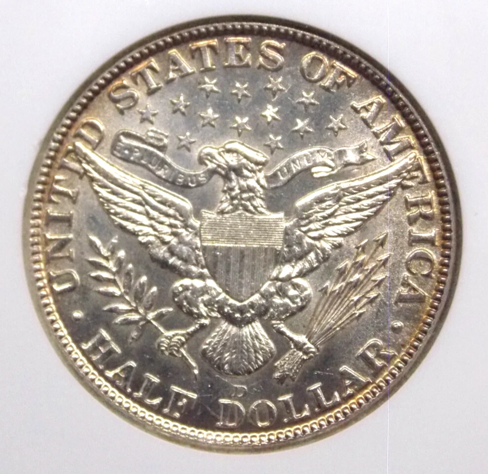 1915 "D" Barber SILVER Half Dollar 50c NGC AU58 #005 About Uncirculated ECC&C - Image 2 of 4