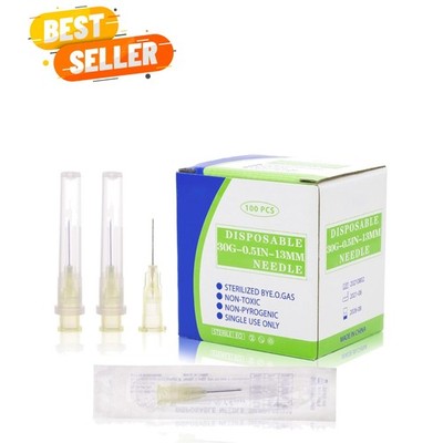 Reliable 100 Pack of 30 Ga 1/2 in Disposable Needles for Industry Applications