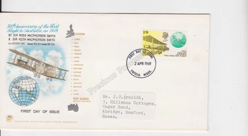 GB FDC FIRST DAY COVER STUART 1969 BRITISH ACHIEVEMENTS ANNIVERSERIES FLIGHT AUS