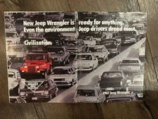 JEEP WRANGLER 11" X 16" Ad Photo Poster Car Automobile Vintage 1987 Red