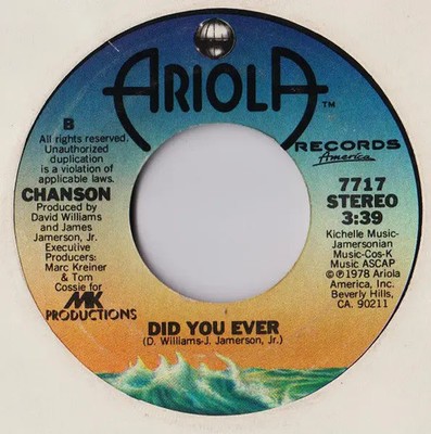 Chanson Dont Hold Back Vinyl Single 7inch Ariola Records America