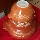 Lot of 3 Vintage Pyrex Nesting Mixing Bowls Autumn Harvest Wheat 441 442 444