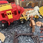 HUGE MARX FT APACHE VINTAGE TIN LITHO CAVALRY ARMY MEN LOT PLAYSET — photo 9