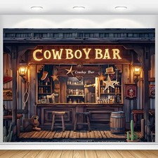 Western Backdrop 10x8ft Cowboy Themed Party Decorations Wild West Banner Saloon
