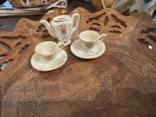 5 Piece Vintage Floral Miniature Porcelain Tea Set pitcher Has Crack 