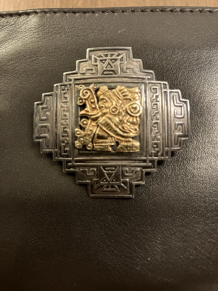 Prendedor vintage hecho artesanalmente estilo inca peruano plata de ley y oro de 18 quilates Foto 3 de 4