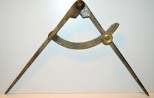 -JOLI COMPAS FER FORGE XIXe MOLETTE BRONZE COLLECTION VIEUX OUTILS DECO VITRINE