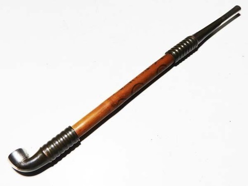 Kiseru Smoke Tube Sagemono Meiji Era Japanese Antique Silver Sendanmaki Pipe - Picture 6 of 8