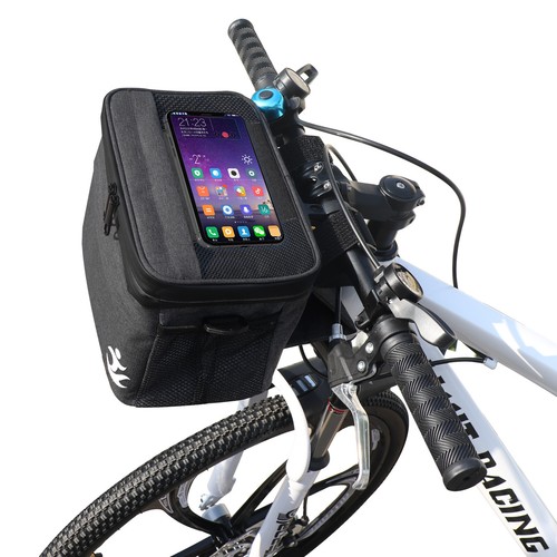 Black Bike Bagfor HandlebarWaterproof Bike Basket Front Handlebar Bag forCycling - Picture 13 of 23