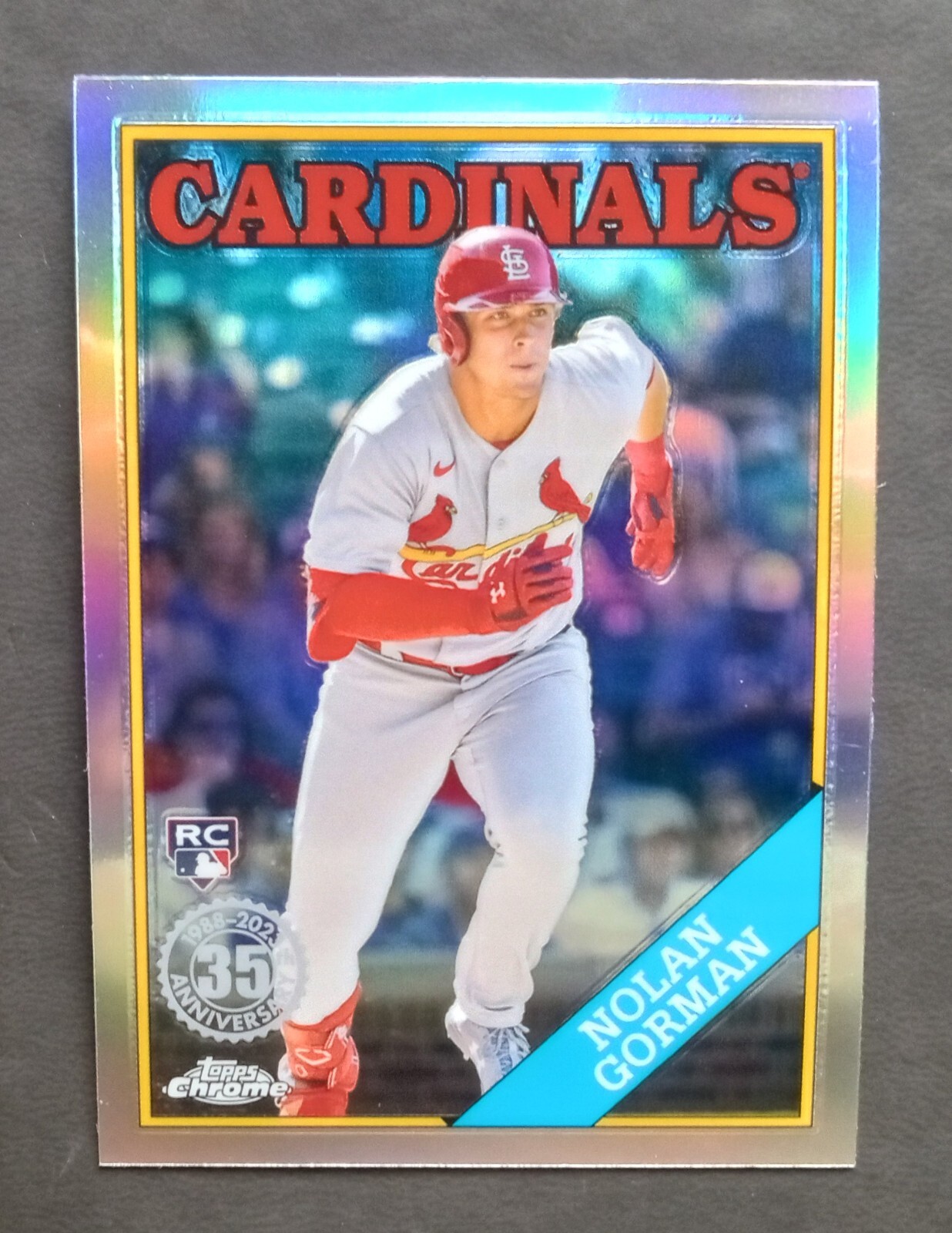 2023 Topps Chrome Nolan Gorman RC 1988 Refractor Insert Mint #88BC-18 35th