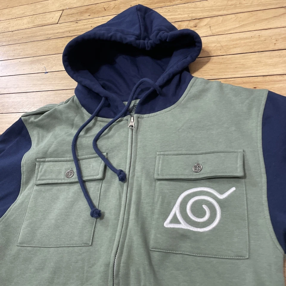 Ripple Junction Shonen Jump NARUTO Shippuden Hombres S Chaqueta con Cremallera Verde Anime Sudadera con Capucha Foto 3 de 4