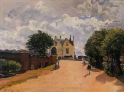 Alfred Sisley A4 Foto Gasthaus im Osten Molesey mit Hampton Court Bridge 1874