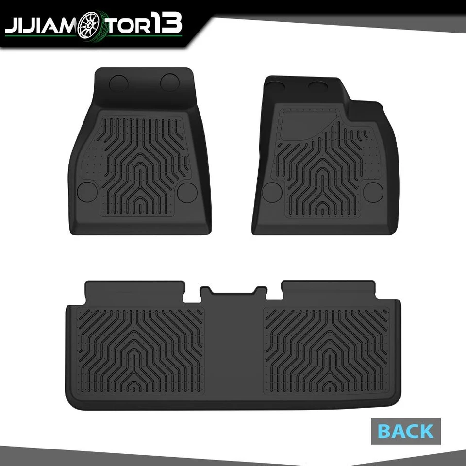 Fit For 2015-2020 Tesla Model S Floor Mats TPE All Weather Full Set Liners Black - Image 3 of 4