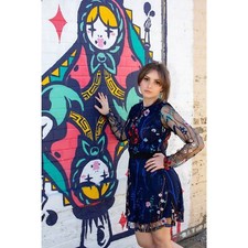 Floral Embroidery Mesh Overlay Dress