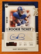 2021 Contenders #233A Gary Brightwell Arizona NY Giants Rookie Auto
