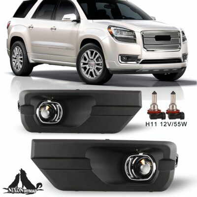 For 2013-2016 GMC Acadia Fog Light Driving Lamps Bumper Kit Clear Lens w/Switch