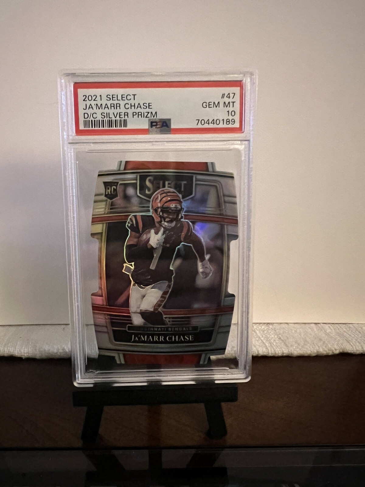 2021 select football Rookie jamarr chase 47 dc silver Prizm psa 10