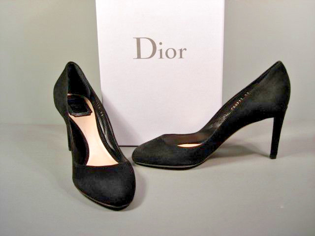 black suede round toe heels