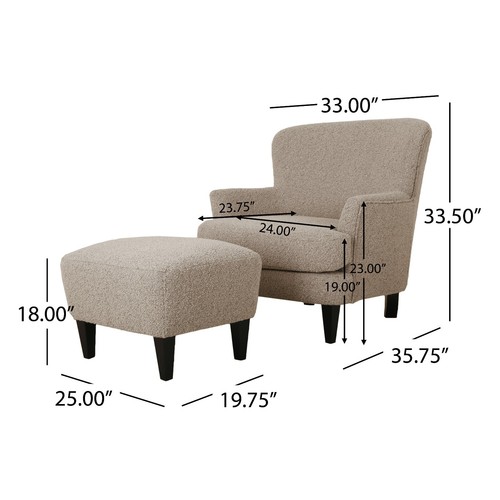 Gerald Boucle Upholstered Club Chair and Ottoman Set | eBay