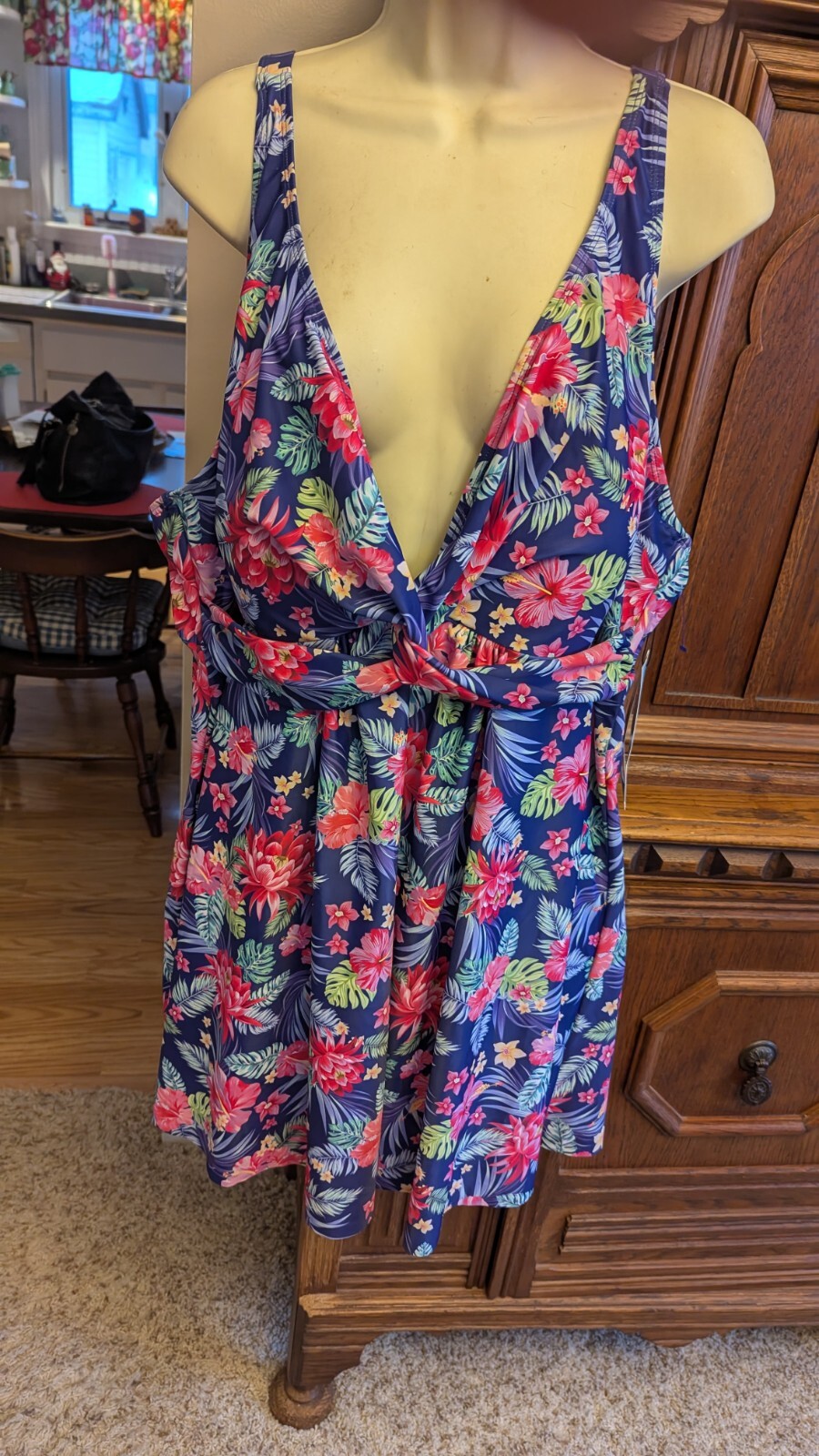 NWT Black Floral SIMPLY FIT Swim Dress Size 3X