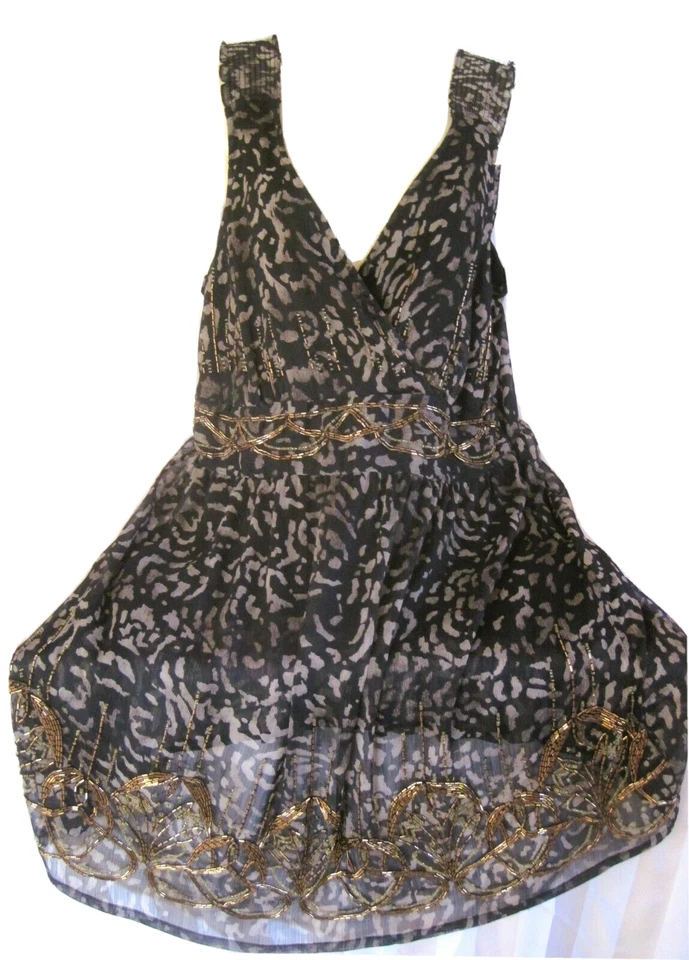 sexy Kleid Yessica Gr. 40 schwarz gold Perlen Pailetten aufwendig bestickt - Bild 3 von 4