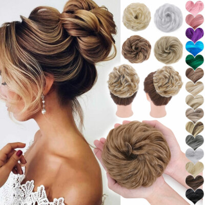 Real Natural Hair Ponytail Scrunchie Messy Bun Elastic Band Extensions AS Remy H