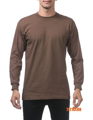 PRO CLUB LONG SLEEVE HEAVYWEIGHT T SHIRT PROCLUB MEN'S PLAIN T SHIRT BIG & TALL - Image 1 of 2