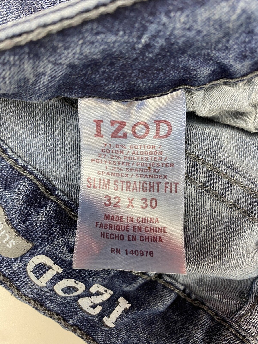 s_boy Size 32X30 Izod Men's Slim Straight Cotton Blend Blue Jeans | eBay