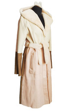 New Drome Reversible Multicolor Shearling Sheepskin Fur Coat Hood M Italy Nwt