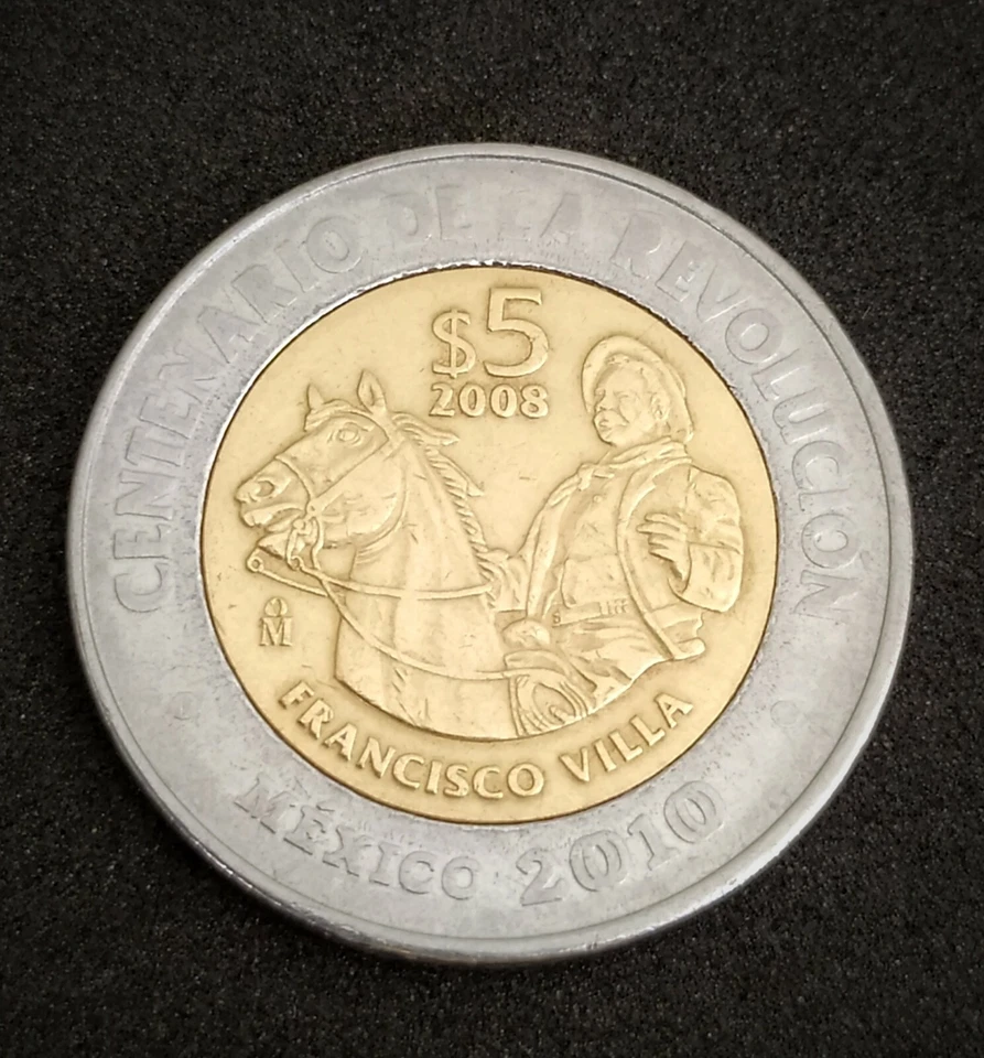 $5 Pesos Conmemorativa a la Revolucion Mexico 2008 Fco Villa y Alvaro Obregon - Image 2 of 4