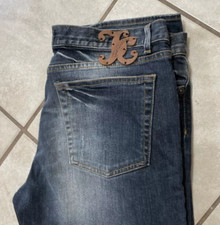 JUST CAVALLI MED WASH SLIM FIT STRAIGHT LEG DISTRESSED STRETCH JEANS Sz 36/50