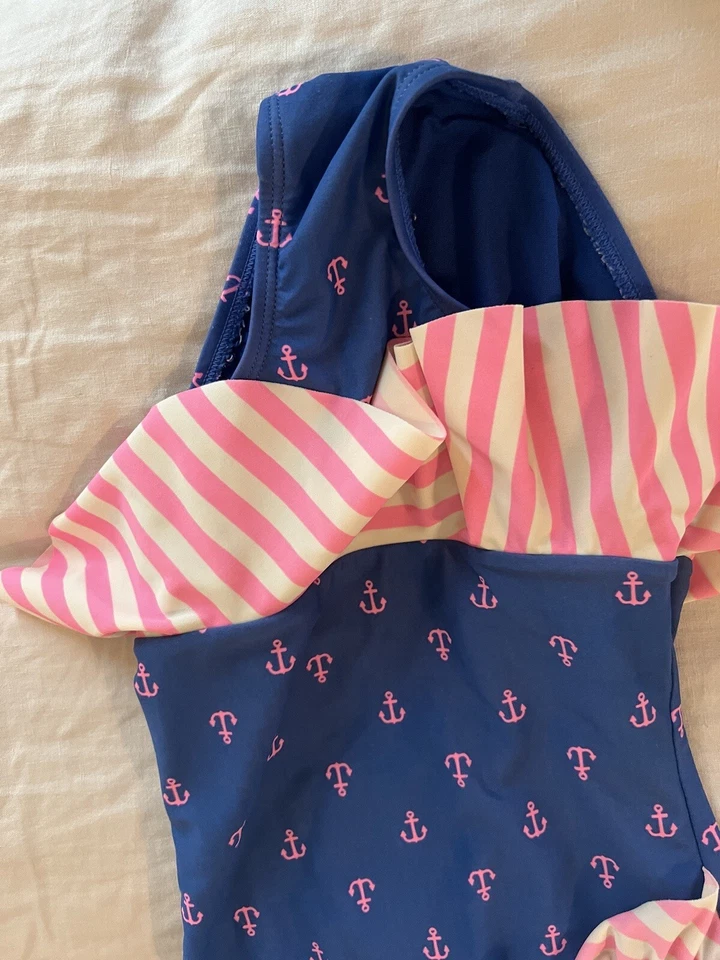 Traje de baño Jumping Bean niñas 6 piezas falda incorporada azul rosa ancla Foto 2 de 4