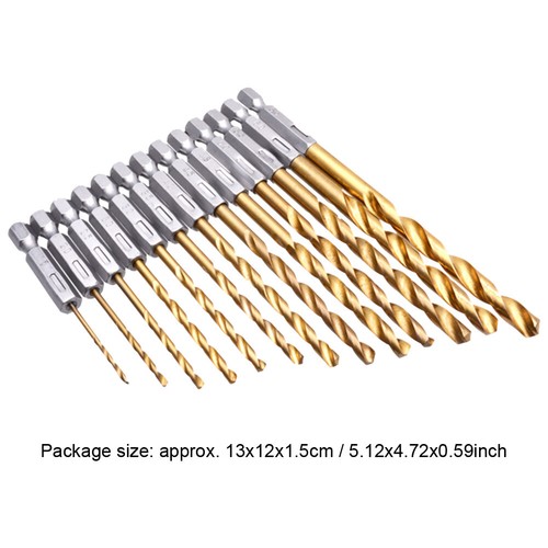 13-teiliges 1/4-Zoll-Sechskantbohrer-Set mit Titanbeschichtung, HSS-Spiral-Schla - Bild 6 von 11