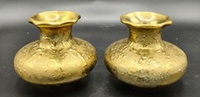 Vtg Belle Terr 3” Weeping Gold 22 KT Gold Made in USA Vases Set of 2