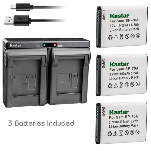 Kastar Battery Dual USB Charger for Samsung BP-70A Battery & Samsung WP10 Camera - Picture 10 of 11