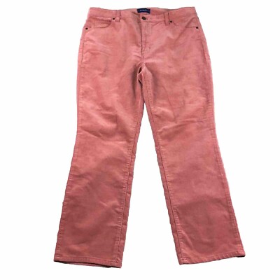 Talbots Pants Womens 16P Pink Corduroy High Waist Straight Leg