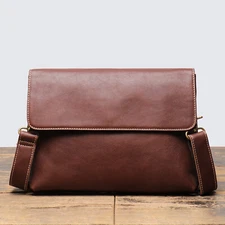 Men's Leather Messenger Bag Crossbody Shoulder Bag Vintage Style