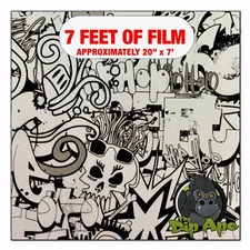 Hydrographic film Black Clear Graffiti hydro dipping 7' x 20" hydro dip