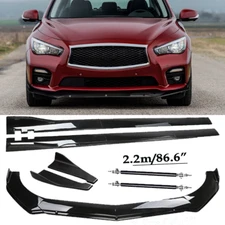 Front Bumper Lip Spoiler Chin Splitter Bod Kit Glossy Black For INFINITI Q50 Q60