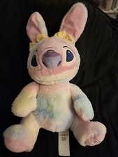 2020 Disney Store Lilo And Stitch EASTER BUNNY Pink Tye Dye Plush EUC 15 in