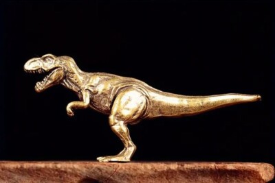 Massiv Messing T-Rex Dinosaurier Figur / Metall Skulptur Tyrannosaurus Rex 