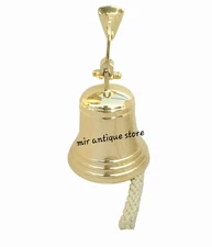 Solid Brass Bell Marine 6'' Ship Bell Hanging Bell School Bell Indoor & Outdoor