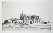 ROBERT AUSTIN CATHEDRAL PALMA MAJORCA Lithographic Print of an Etching Vintage