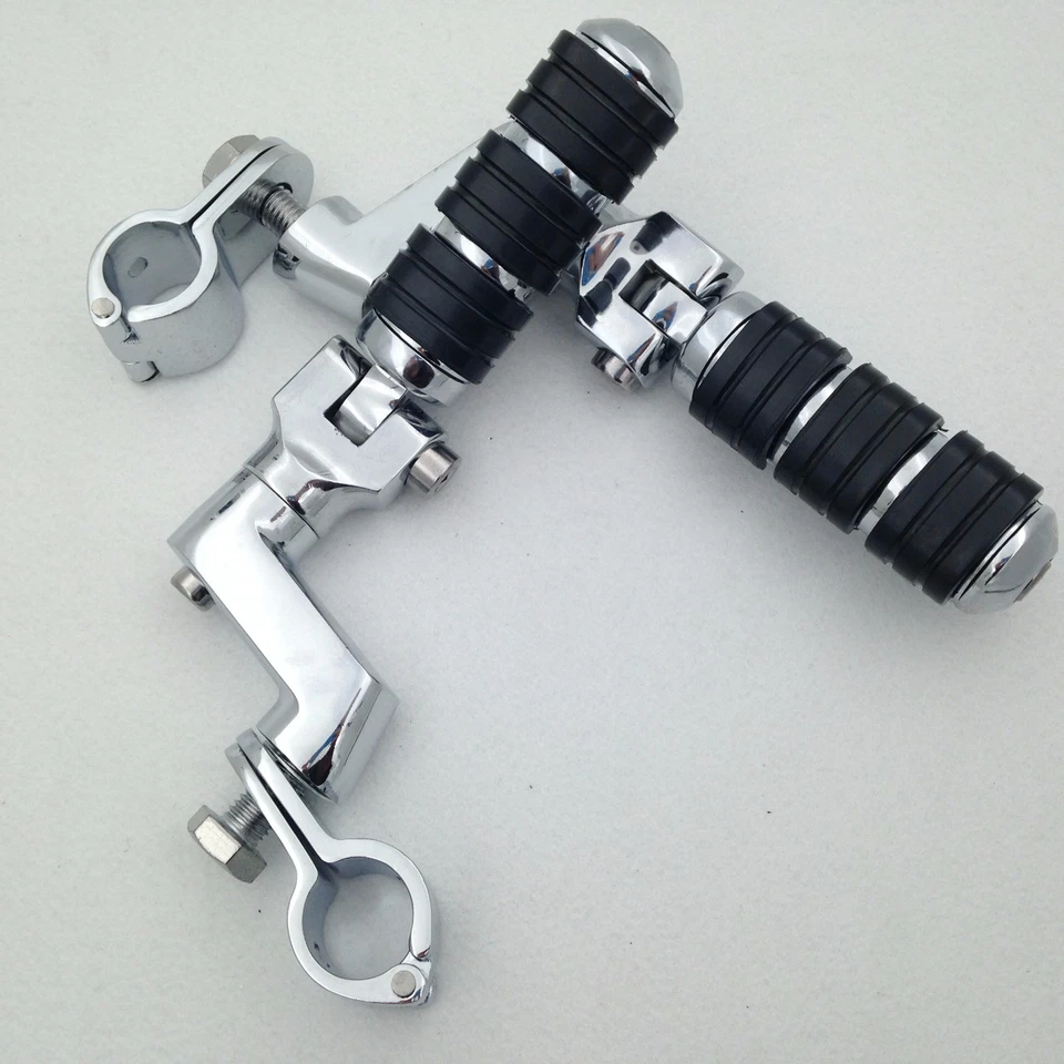 Chrome Foot Peg 1" Clamps For Honda GoldWing GL1800 Shadow Steed400 Valkyrie - Image 2 of 4