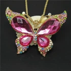 New Cute Pink Butterfly Large Crystal Fashion Women Pendant Chain Necklace